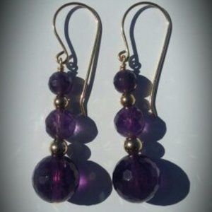 14K Gold Filled Faceted Amethyst Bead Earrings NWT